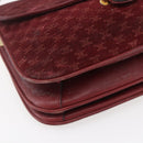 CELINE Macadam Canvas Shoulder Bag Suede Bordeaux Gold Auth BA7684-14