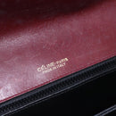 CELINE Macadam Canvas Shoulder Bag Suede Bordeaux Gold Auth BA7684-10