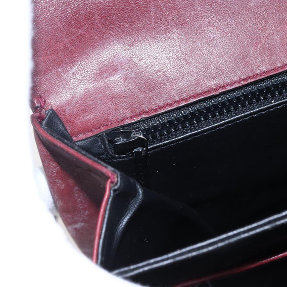 CELINE Macadam Canvas Shoulder Bag Suede Bordeaux Gold Auth BA7684