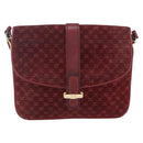 CELINE Macadam Canvas Shoulder Bag Suede Bordeaux Gold Auth BA7684-13