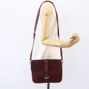 CELINE Macadam Canvas Shoulder Bag Suede Bordeaux Gold Auth BA7684-22