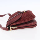 CELINE Macadam Canvas Shoulder Bag Suede Bordeaux Gold Auth BA7684-3