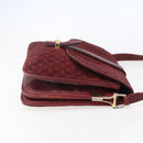 CELINE Macadam Canvas Shoulder Bag Suede Bordeaux Gold Auth BA7684-4