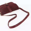 CELINE Macadam Canvas Shoulder Bag Suede Bordeaux Gold Auth BA7684-7