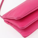 CELINE Trio Small Shoulder Bag Leather Pink Gold Auth BA7686-16