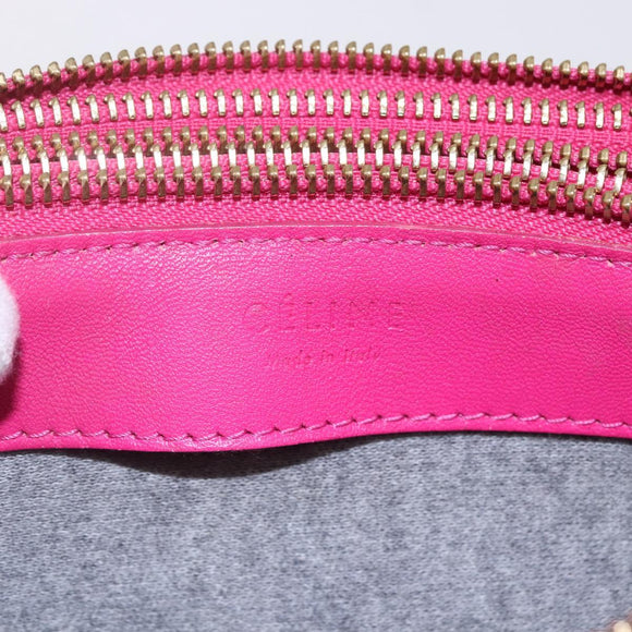 CELINE Trio Small Shoulder Bag Leather Pink Gold Auth BA7686