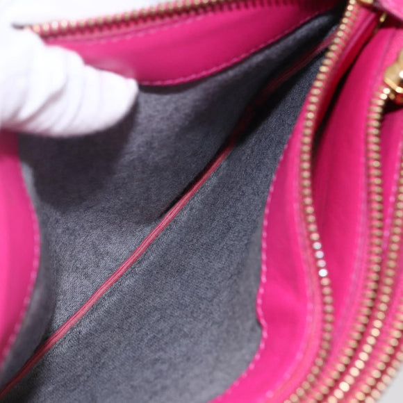 CELINE Trio Small Shoulder Bag Leather Pink Gold Auth BA7686