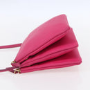 CELINE Trio Small Shoulder Bag Leather Pink Gold Auth BA7686-3