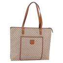 CELINE Macadam Canvas Tote Bag PVC Beige Auth BA7687-1