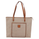 CELINE Macadam Canvas Tote Bag PVC Beige Auth BA7687-13