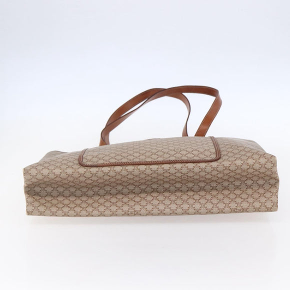 CELINE Macadam Canvas Tote Bag PVC Beige Auth BA7687