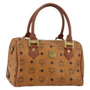 MCM Logogram Vicetos Hand Bag PVC Leather Brown Gold Auth BA7689-1