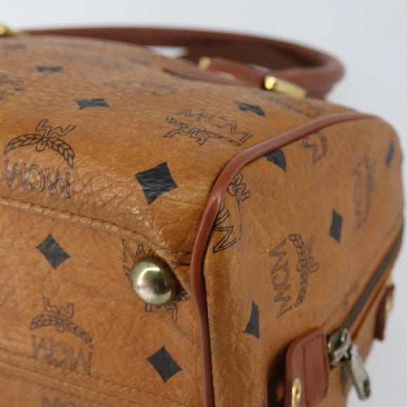 MCM Logogram Vicetos Hand Bag PVC Leather Brown Gold Auth BA7689