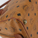 MCM Logogram Vicetos Hand Bag PVC Leather Brown Gold Auth BA7689-13