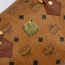 MCM Logogram Vicetos Hand Bag PVC Leather Brown Gold Auth BA7689-15
