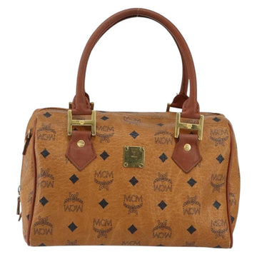 MCM Logogram Vicetos Hand Bag PVC Leather Brown Gold Auth BA7689 - 0