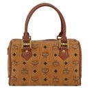 MCM Logogram Vicetos Hand Bag PVC Leather Brown Gold Auth BA7689-3