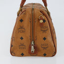 MCM Logogram Vicetos Hand Bag PVC Leather Brown Gold Auth BA7689-4
