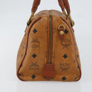 MCM Logogram Vicetos Hand Bag PVC Leather Brown Gold Auth BA7689-5