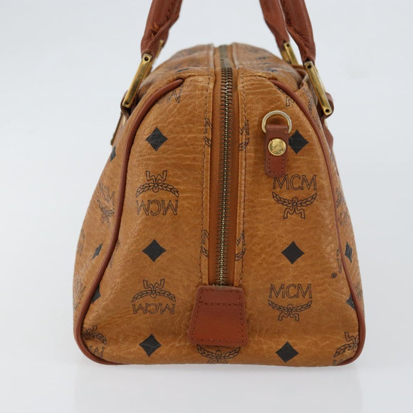 MCM Logogram Vicetos Hand Bag PVC Leather Brown Gold Auth BA7689