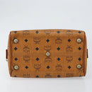MCM Logogram Vicetos Hand Bag PVC Leather Brown Gold Auth BA7689-9