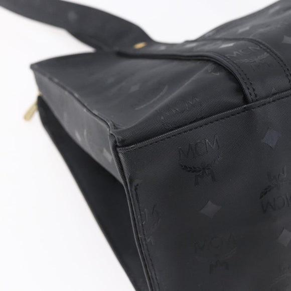 MCM Vicetos Logogram Shoulder Bag PVC Black Gold Auth BA7690