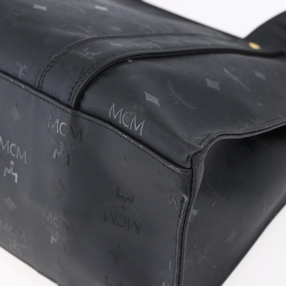 MCM Vicetos Logogram Shoulder Bag PVC Black Gold Auth BA7690