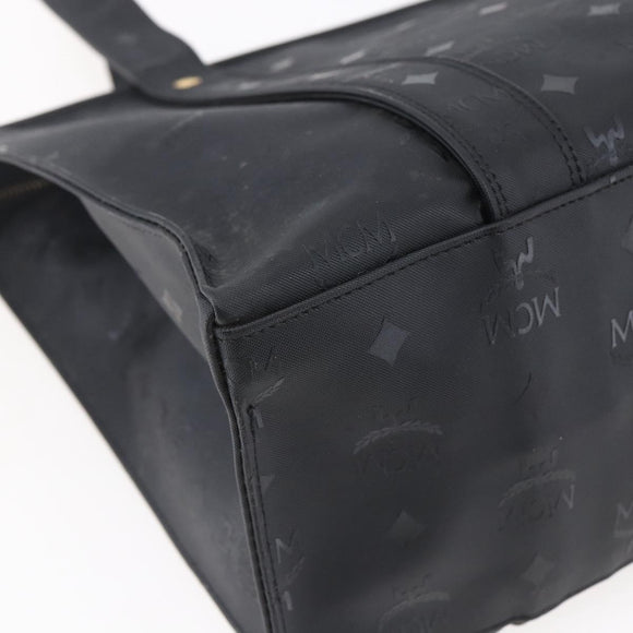 MCM Vicetos Logogram Shoulder Bag PVC Black Gold Auth BA7690