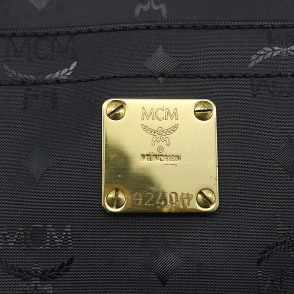 MCM Vicetos Logogram Shoulder Bag PVC Black Gold Auth BA7690