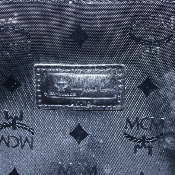 MCM Vicetos Logogram Shoulder Bag PVC Black Gold Auth BA7690