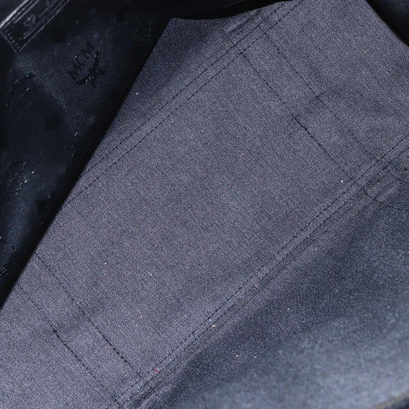 MCM Vicetos Logogram Shoulder Bag PVC Black Gold Auth BA7690