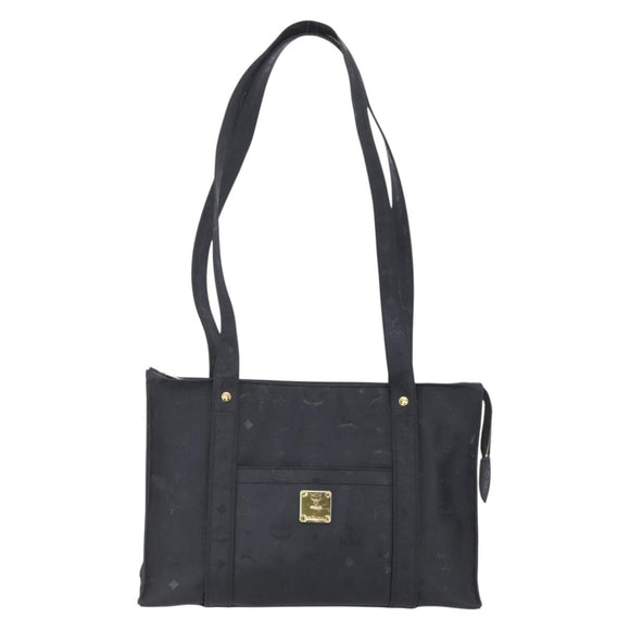 MCM Vicetos Logogram Shoulder Bag PVC Black Gold Auth BA7690