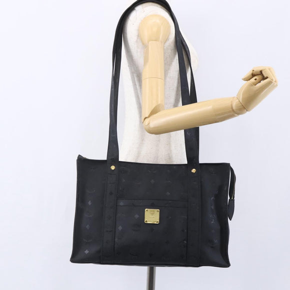 MCM Vicetos Logogram Shoulder Bag PVC Black Gold Auth BA7690