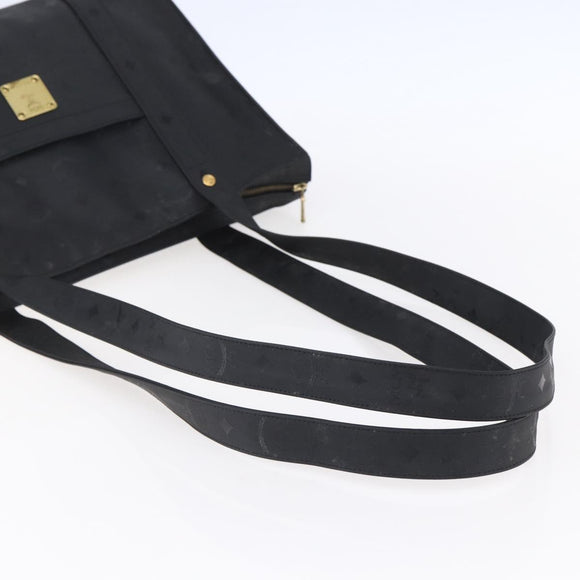 MCM Vicetos Logogram Shoulder Bag PVC Black Gold Auth BA7690