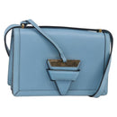 LOEWE Barcelona Shoulder Bag Leather Blue Gold Auth BA7692-1