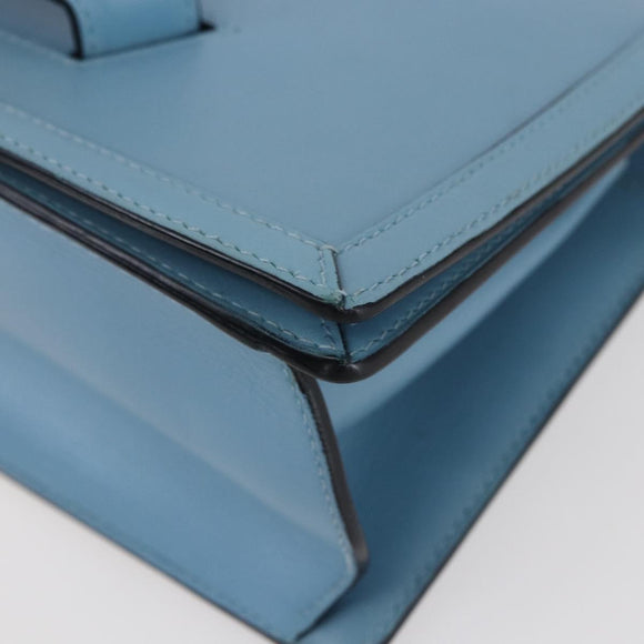 LOEWE Barcelona Schoudertas Leer Blauw Goud Auth BA7692