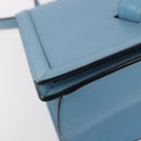 LOEWE Barcelona Schoudertas Leer Blauw Goud Auth BA7692-14