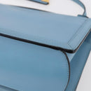 LOEWE Barcelona Shoulder Bag Leather Blue Gold Auth BA7692-15
