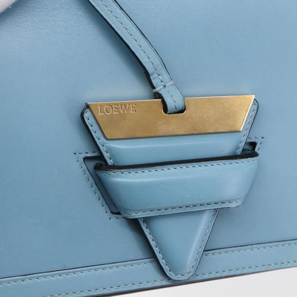 LOEWE Barcelona Schoudertas Leer Blauw Goud Auth BA7692