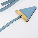 LOEWE Barcelona Shoulder Bag Leather Blue Gold Auth BA7692-10