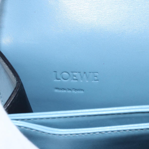 LOEWE Barcelona Schoudertas Leer Blauw Goud Auth BA7692