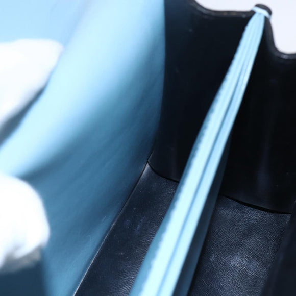 LOEWE Barcelona Shoulder Bag Leather Blue Gold Auth BA7692