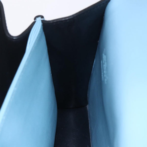 LOEWE Barcelona Shoulder Bag Leather Blue Gold Auth BA7692