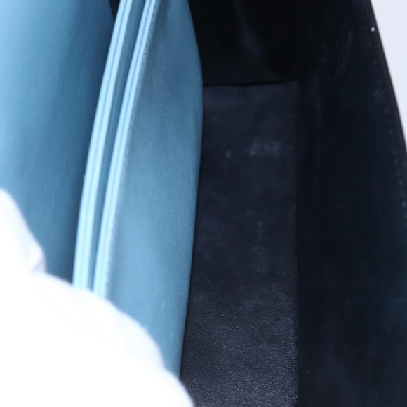 LOEWE Barcelona Shoulder Bag Leather Blue Gold Auth BA7692