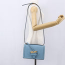 LOEWE Barcelona Shoulder Bag Leather Blue Gold Auth BA7692-24