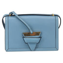 LOEWE Barcelona Schoudertas Leer Blauw Goud Auth BA7692-13