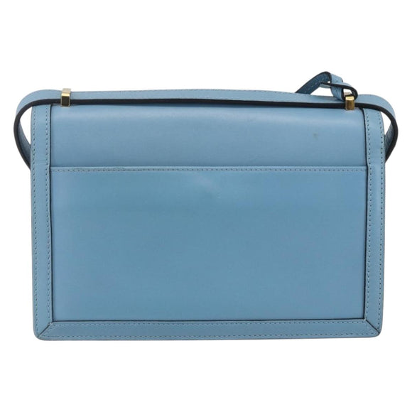 LOEWE Barcelona Schoudertas Leer Blauw Goud Auth BA7692