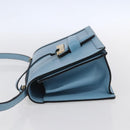 LOEWE Barcelona Shoulder Bag Leather Blue Gold Auth BA7692-3