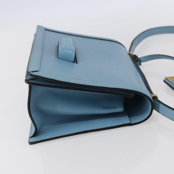LOEWE Barcelona Shoulder Bag Leather Blue Gold Auth BA7692