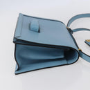 LOEWE Barcelona Schoudertas Leer Blauw Goud Auth BA7692-4
